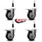 Service Caster 4'' Black Poly Swivel 7/8'' Expanding Stem Caster Set Total Lock Brake, 4PK SCC-EXTTL20S414-PPUB-BLK-78-4 - alternate 2